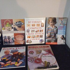 lot of 4 knitting books + 1 making basket book